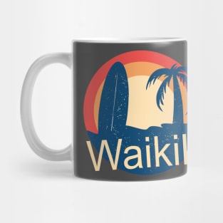 Waikiki Honolulu Hawaii Surfing Paradise Sunrise Tropical Design Mug